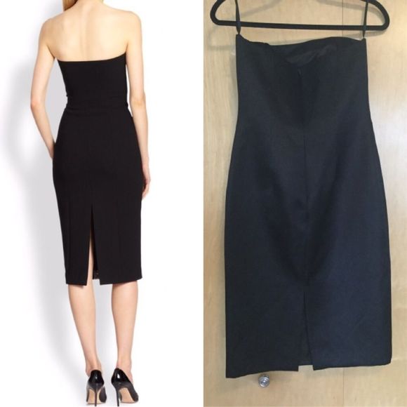 Michael Kors Strapless Satin Dress, Black - Picture 6 of 8